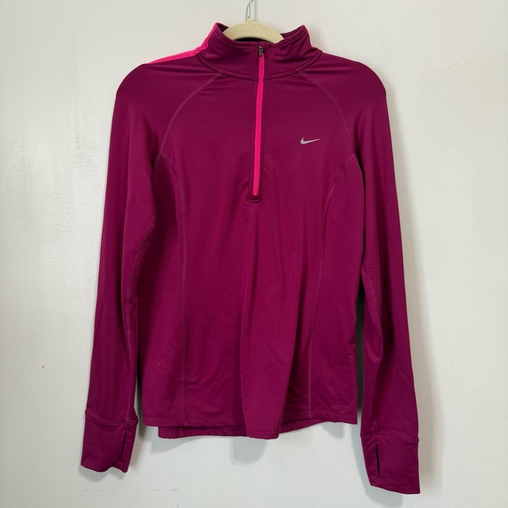 Nike Dri Fit Pink Half Zip Pullover Long Sleeve Size Medium